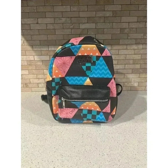 Demon Slayer: Kimetsu No Yaiba Nezuko Tanjiro Zenitsu Patchwork Mini Backpack TM - Picture 1 of 8